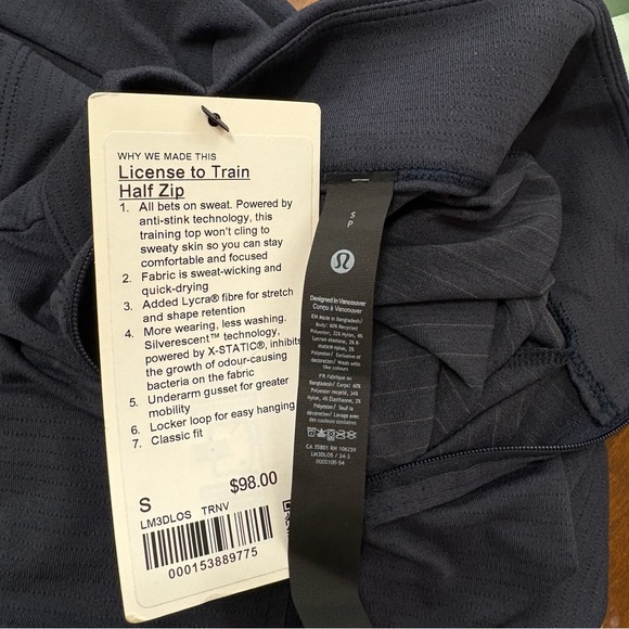 Lululemon License to Train Half Zip Pullover Long Sleeve True Navy Size Small - Picture 8 of 8